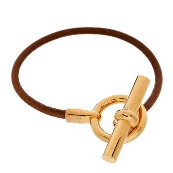 HERMES Natural Bridle Glenan Single Tour Bracelet Bouton