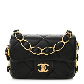 CHANEL Lambskin Quilted Mini Flap CC Links Flap Black