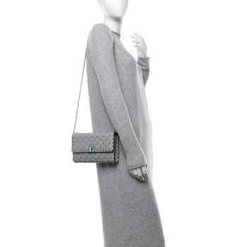 VALENTINO GARAVANI Lambskin Rockstud Spike Wallet on Chain Grey