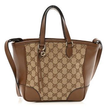 GUCCI Monogram Small Bree Tote Beige Tabacco