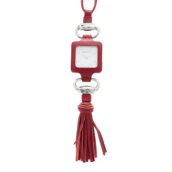 GUCCI Stainless Steel Calfskin 1921 Pendant Quartz Watch Red