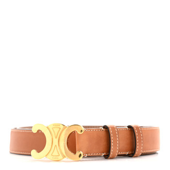 CELINE Box Calfskin Small 18mm Triomphe Belt 80 32 Tan
