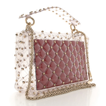 VALENTINO GARAVANI PVC Medium Rockstud Spike Shoulder Bag