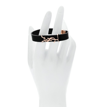 SAINT LAURENT Calfskin Opyum Bracelet S Black