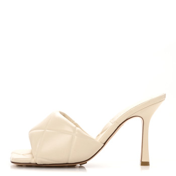 BOTTEGA VENETA Nappa Quilted Rubber Lido Mule Sandals 37 Sea Salt