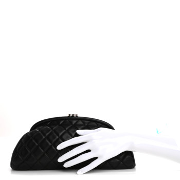 CHANEL Lambskin Quilted Timeless Clutch Black