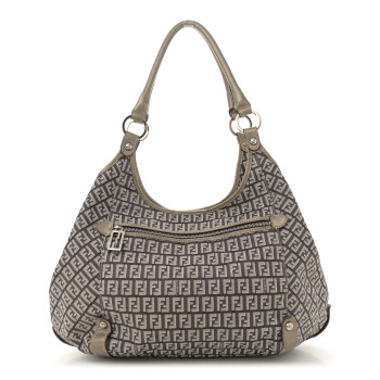 FENDI Zucchino Vachetta Shoulder Bag Caffe Argilla Canna di Fucile