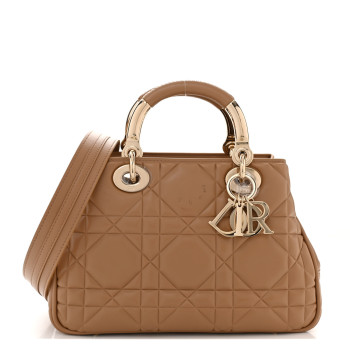 CHRISTIAN DIOR Calfskin Cannage Small The Lady 95.22 Beige