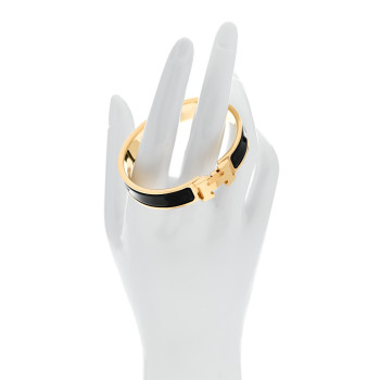 HERMES Enamel Narrow Clic Clac H Bracelet PM Black