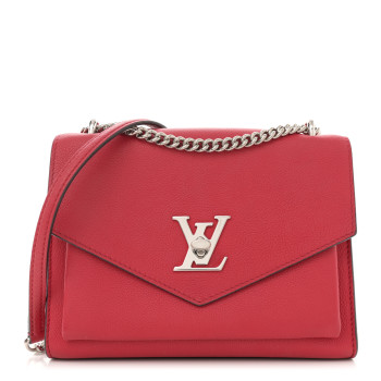 LOUIS VUITTON Soft Calfskin Mylockme Chain Bag BB Rubis