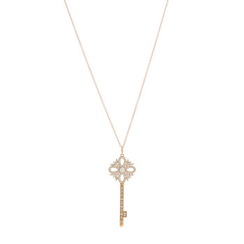 TIFFANY 18K Rose Gold Diamond Medium Victoria Key Pendant Necklace