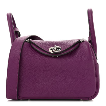 HERMES Taurillon Clemence Mini Lindy 20 Anemone