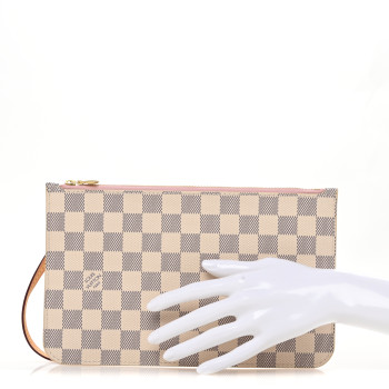 LOUIS VUITTON Damier Azur Neverfull MM GM Pochette Rose Ballerine