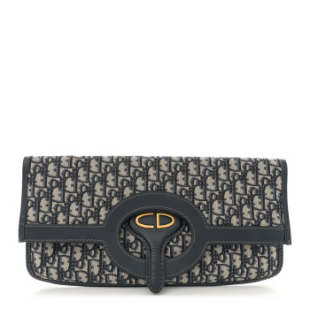 CHRISTIAN DIOR Oblique Fold Over Clutch Blue