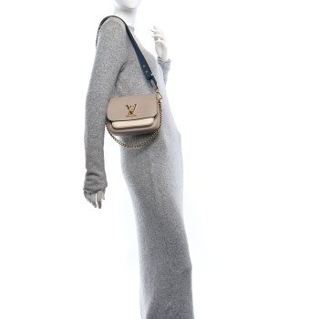 LOUIS VUITTON Grained Calfskin Lockme Tender Greige