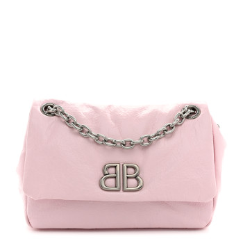 BALENCIAGA Arena Calfskin Mini Monaco Chain Shoulder Bag Petal Pink