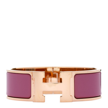 HERMES Enamel Wide Clic Clac H Bracelet GM Rose Velours