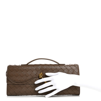 BOTTEGA VENETA Nappa Intrecciato Long Andiamo Top Handle Clutch Pinecone