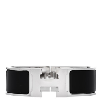 HERMES Enamel Wide Clic Clac H Bracelet GM Black