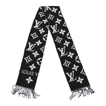 LOUIS VUITTON Wool Monogram LV Essential Scarf Black