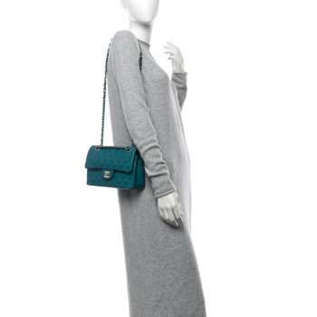 CHANEL Caviar Quilted Small Double Flap Turquoise