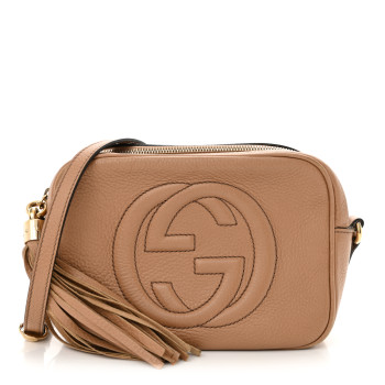 GUCCI Pebbled Calfskin Small Soho Disco Bag Camelia