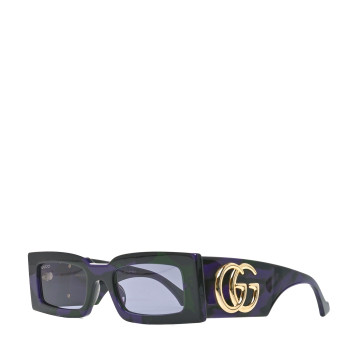GUCCI Acetate Rectangular Sunglasses GG1425S Havana Purple Green