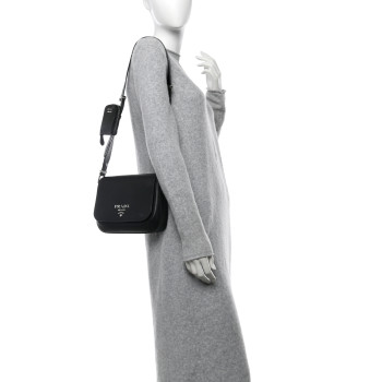 PRADA Saffiano Flap Shoulder Bag Black