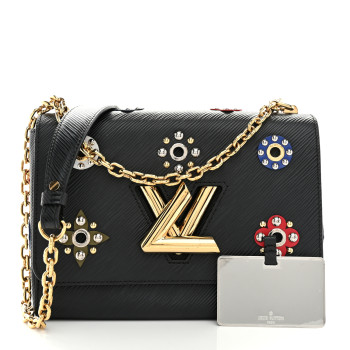 LOUIS VUITTON Epi Mechanical Flowers Twist Shoulder Bag MM Black