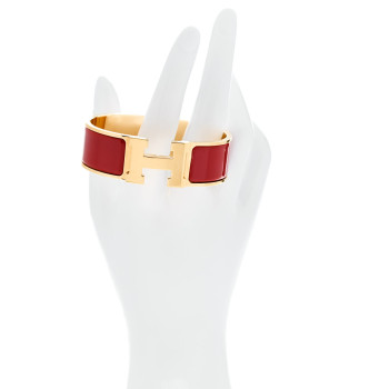 HERMES Enamel Wide Clic Clac H Bracelet GM Rouge Amarante