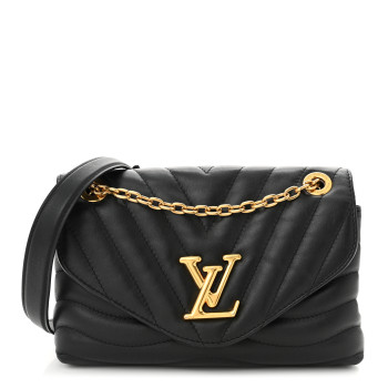 LOUIS VUITTON Calfskin New Wave Chain Bag MM NM Black