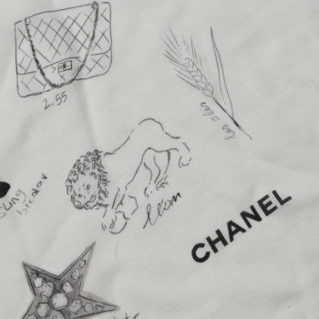 CHANEL Cashmere Logo Icon Shawl Ivory Multicolor