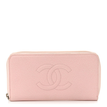 CHANEL Caviar Large Timeless CC Zip Around Wallet Pink