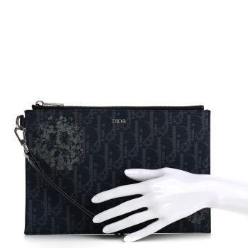 CHRISTIAN DIOR x Denim Tears A5 Oblique Flat Pouch Wristlet Blue