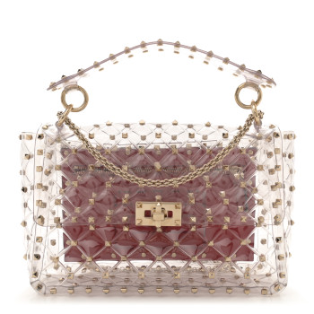 VALENTINO GARAVANI PVC Medium Rockstud Spike Shoulder Bag