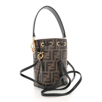 FENDI Vitello Liberty F is Fendi Bi-Color FF 1974 Embossed Mini Mon Tresor Bucket Bag Maya Black
