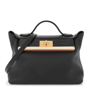 HERMES Togo Matte Alligator Swift Touch 24/24 29 Black Nata Gold