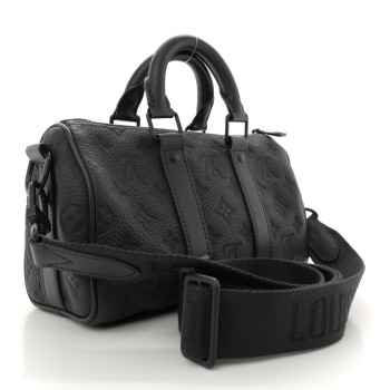LOUIS VUITTON Monogram Taurillon Keepall Bandouliere 25 Black