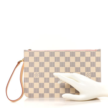 LOUIS VUITTON Damier Azur Neverfull MM GM Pochette Rose Ballerine