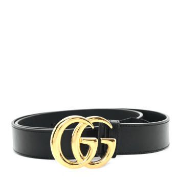 GUCCI Plutone Calfskin Double G 30mm 80 32 Belt Black