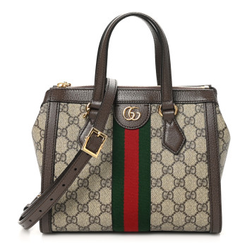 GUCCI GG Supreme Monogram Small Ophidia Tote Bag Brown