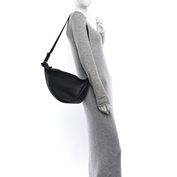 THE ROW Grained Calfskin Large Slouchy Banana Bag Black