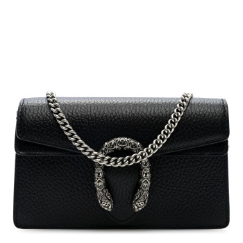 GUCCI Calfskin Super Mini Dionysus Shoulder Bag Black