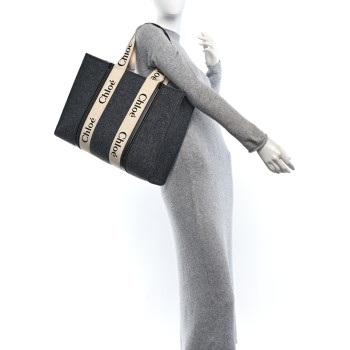 CHLOE Felt Large Woody Ribbon Tote Cashmere Grey