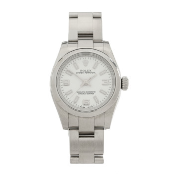 ROLEX Stainless Steel 26mm Oyster Perpetual Watch White 176200