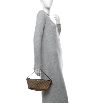 GUCCI Monogram Boat Pochette Brown