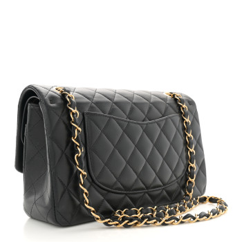 CHANEL Lambskin Quilted Medium Double Flap Black