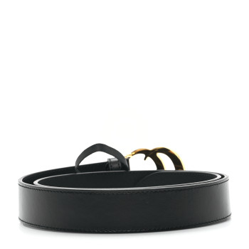 GUCCI Plutone Calfskin Double G 30mm 80 32 Belt Black