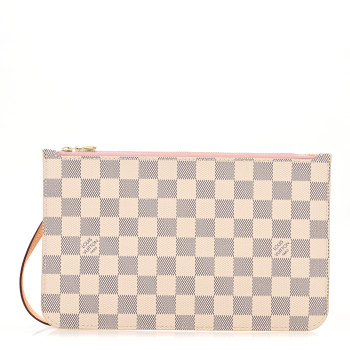 LOUIS VUITTON Damier Azur Neverfull MM GM Pochette Rose Ballerine