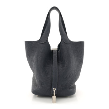 HERMES Taurillon Clemence Picotin Lock 18 PM Bleu Nuit